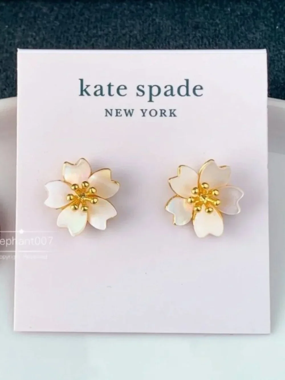 Kate Spade Mother of Pearl Cherry Blossom Flower Stud Earrings